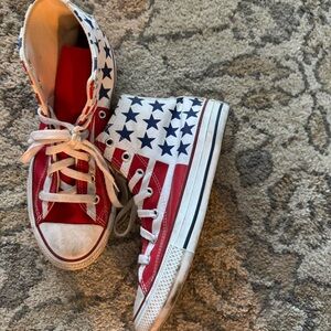 Converse Kids High-Top Sneakers - Red, White, and Blue Stars